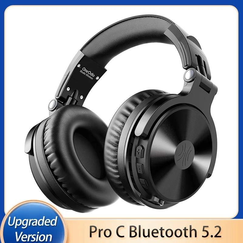 To Pro-C Wireless Headphones With Microphone 110H PlayTime Bluetooth 5.2 Foldable Deep Bass Stereo Earphones For PC Phone