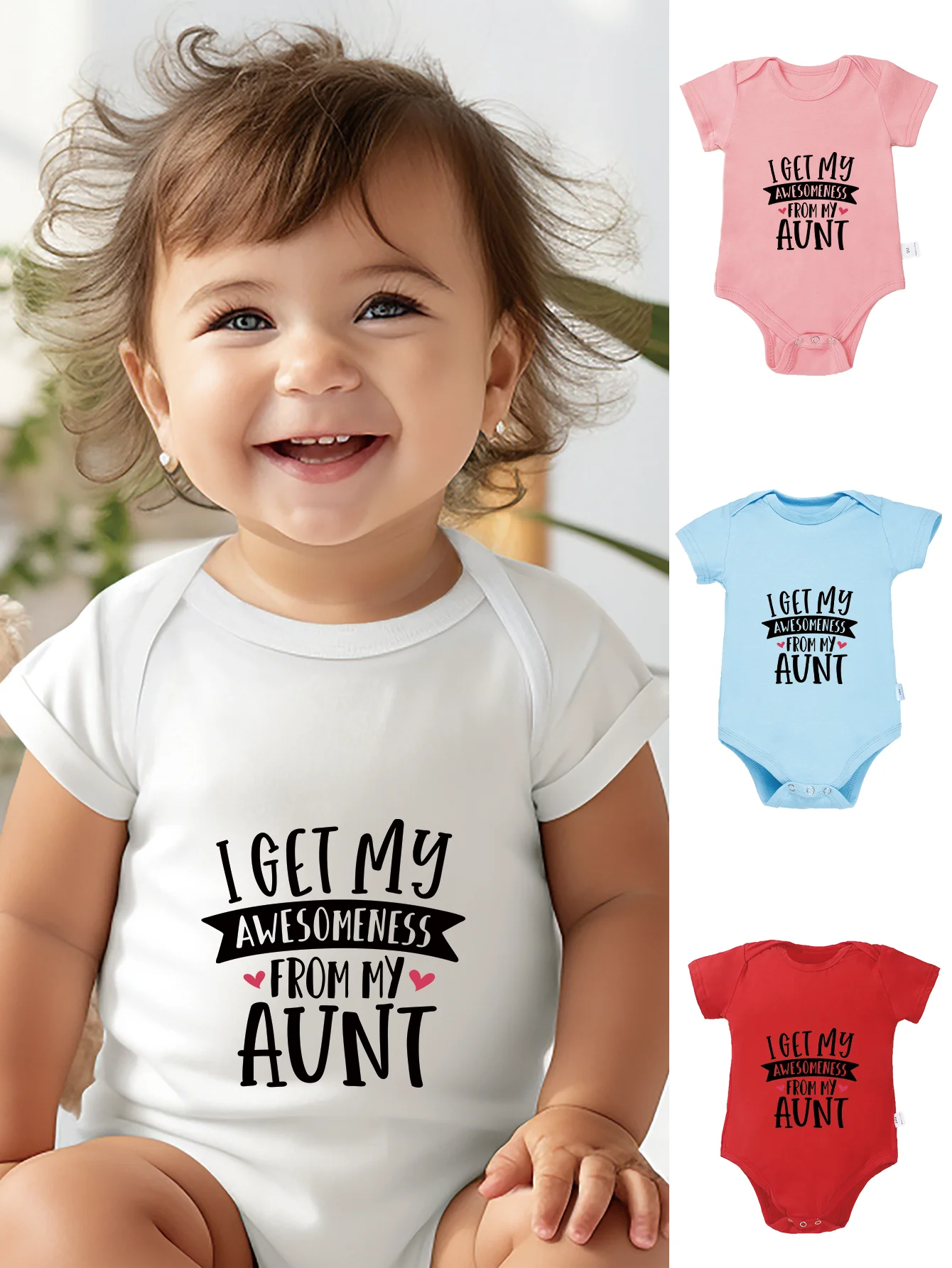 Newborn Short Sleeve 0-24M I Got Awesomeness From My Aunt Print Toddler Rompers Cute Infant Bodysuit Jumpsuit Fashion Clothes