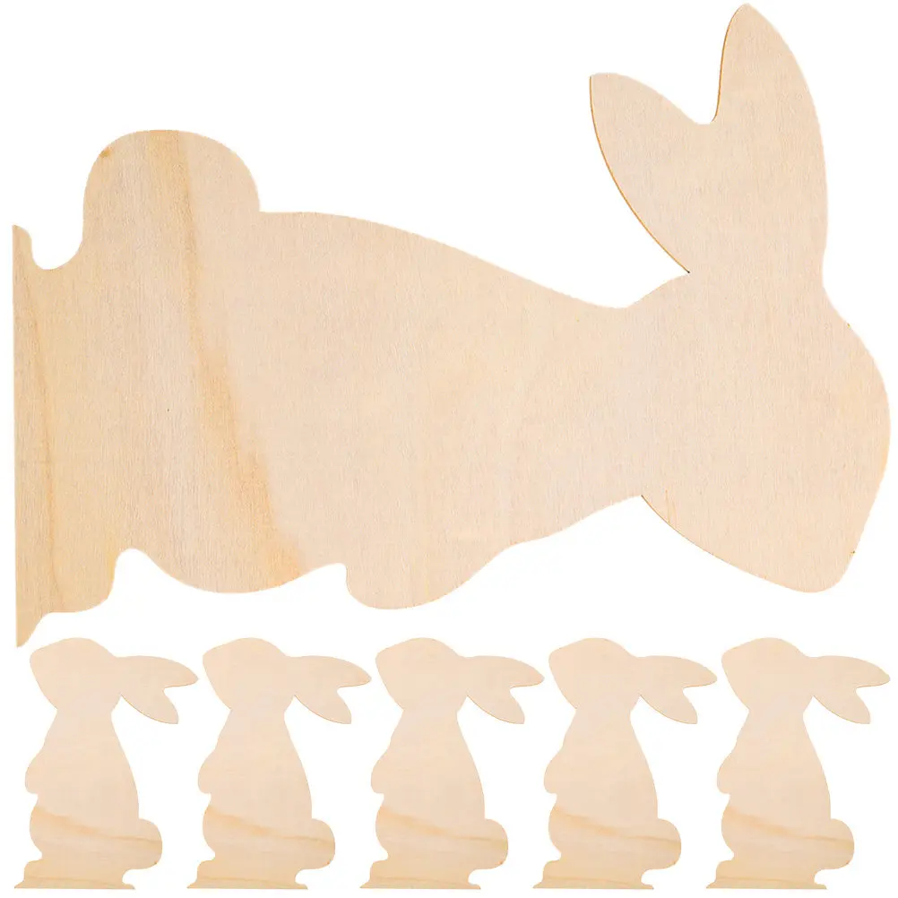 

6Pcs Easter Bunny Wooden Chips Natural Wood Slices Blank Bunny Cutouts DIY Painting Christmas Wedding Decoration Craft Supplies