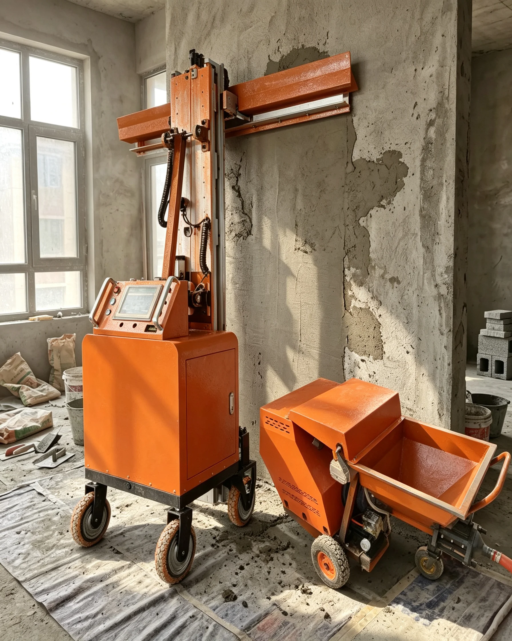 3m & 4m Automatic Wall Plastering Robot, Wall Rendering Plaster Machine Wall Smoothing Robot Construction Equipment for Sale