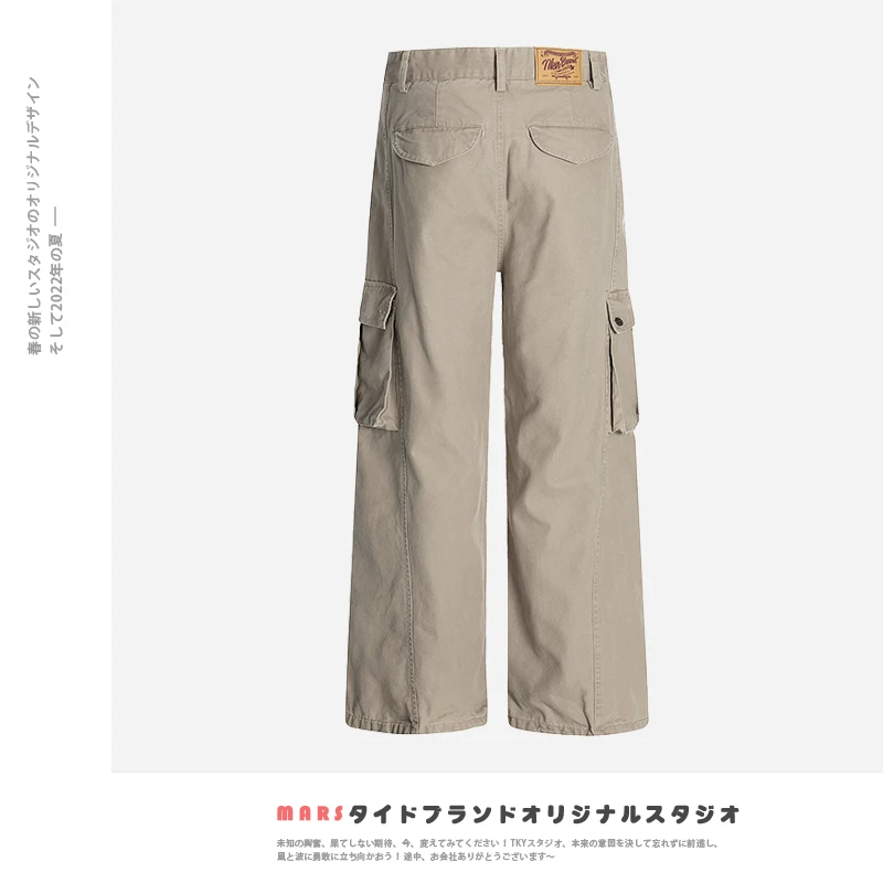 American Retro Loose Straight Leg Work Pants Multi-ket Casual Wide Leg Long Trousers for Men And Women Cleanfit Trendy Brand
