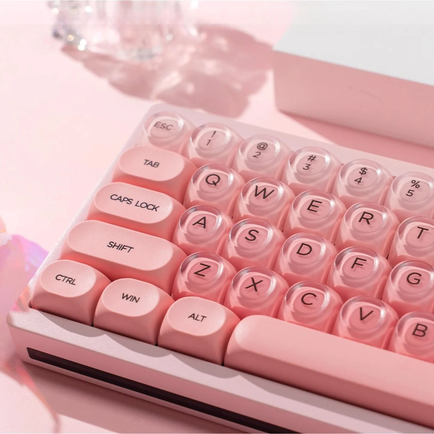 

130 Key Circular HOA Keycap Set PBT PC Frosted Pink Suitable for 60/64/84/98/108 Gaming Mechanical Keyboard MX Switch
