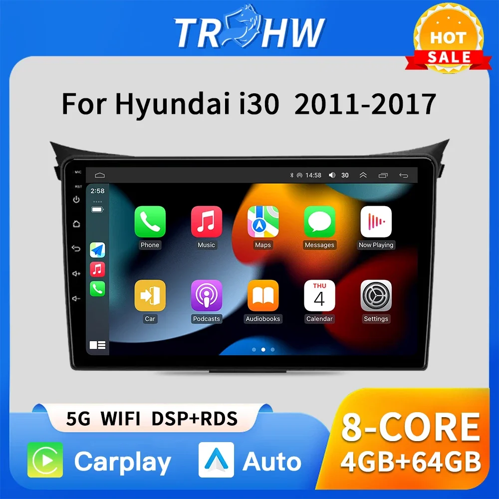 

2 Din Car Radio Multimedia Player For Hyundai i30 II 2 GD 2011 - 2017 Android 13 4G GPS Navigation Stereo Head Unit Carplay