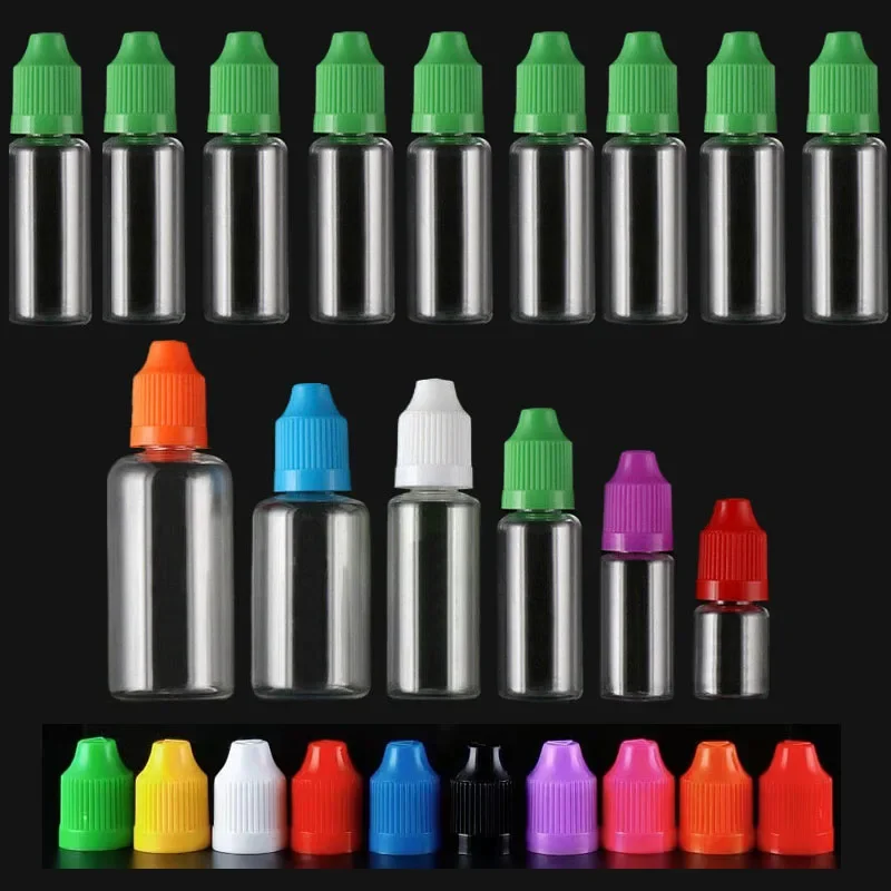 50Pcs Empty 3/5/10/15/20/30/50/100/120ml Refillable PET Plastic Dropper Bottles E Liquid Dispensor Containers For Liquid Oil