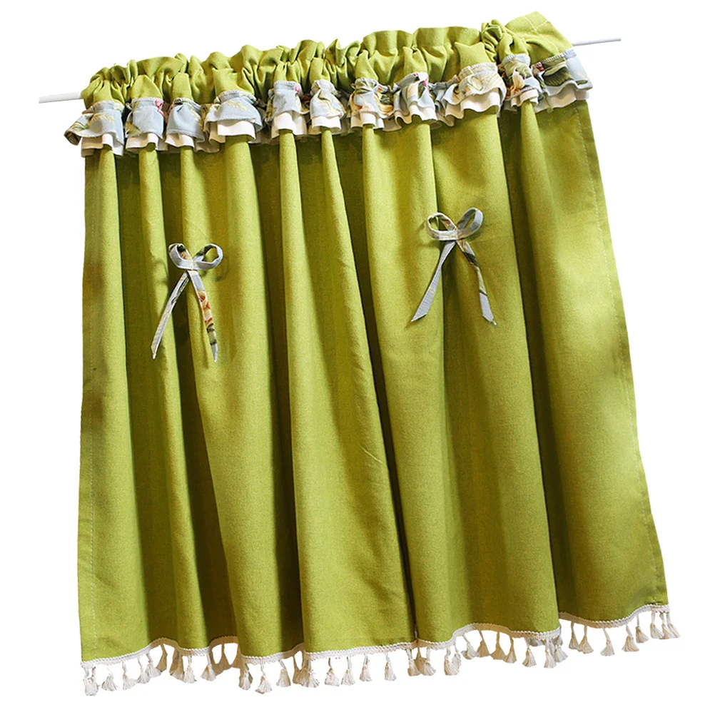 

1 шт. полузанавеска с краем из дерева, короткие кисточки с бантом 146x75 см, кухонный шкаф, оконный фильтр для конфиденциальности, короткие шторы