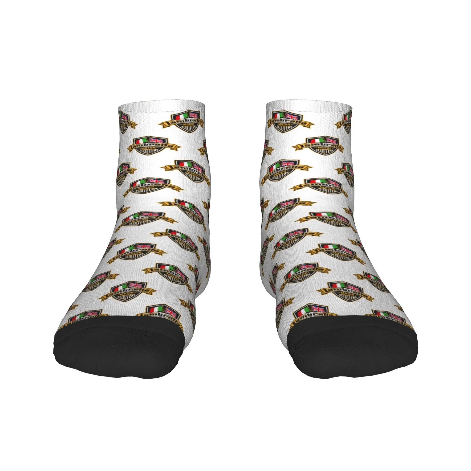 

Lambretta Motor Scooters with Union Jack and Italian Flags Socks Harajuku Stockings All Season Socks Accessories for Man Woman