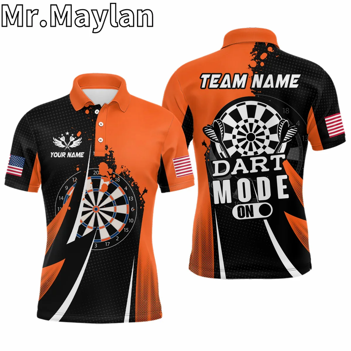 3D Green And Grey Sports Style Mens Darts Polo Shirt Custom Darts Shirt For Men Dart Team Jerseys Outfits Gifts For Darts Lovers image 3