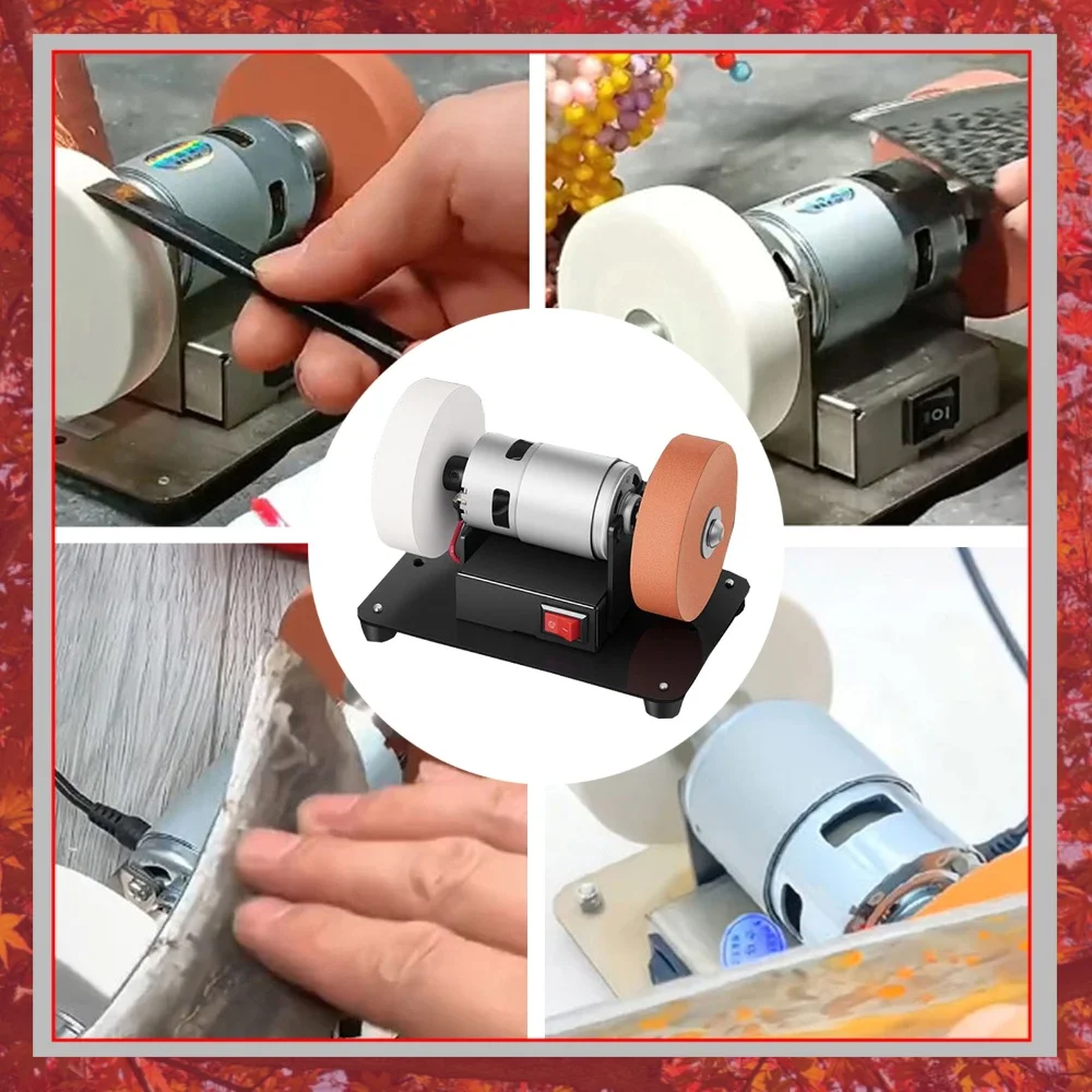 Electric Small Sander with 2 Wheels Electric Bench Grinder Sanding Machine 7 Adjustable Speed for Woodworking Metal Working DIY