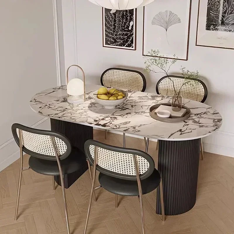 

Simple Nordic Dining Table Oval Marble Minimalist Home Kitchen Dining Table Beauty Comfy Mesa Plegables Kitchen Furniture