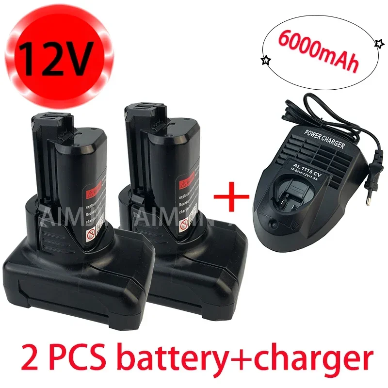 12v bosch 6ah li-ion bat420 bat411 bateria de substituição para bosch bat411 bat412 bat413 bateria ferramentas elétricas sem fio 2 peças + carregador