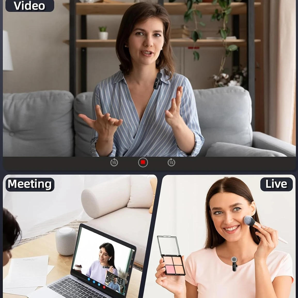 ميكروفون USB C Ti ميكروفون صغير لاسلكي لهواتف/أجهزة الكمبيوتر اللوحية/ميكروفون تسجيل فيديو بمشبك، مع مشبك قابل للدوران وتسجيل تقليل الضوضاء، مثالي لمبدعي محتوى Vlog Tiktok Youtube Podcast