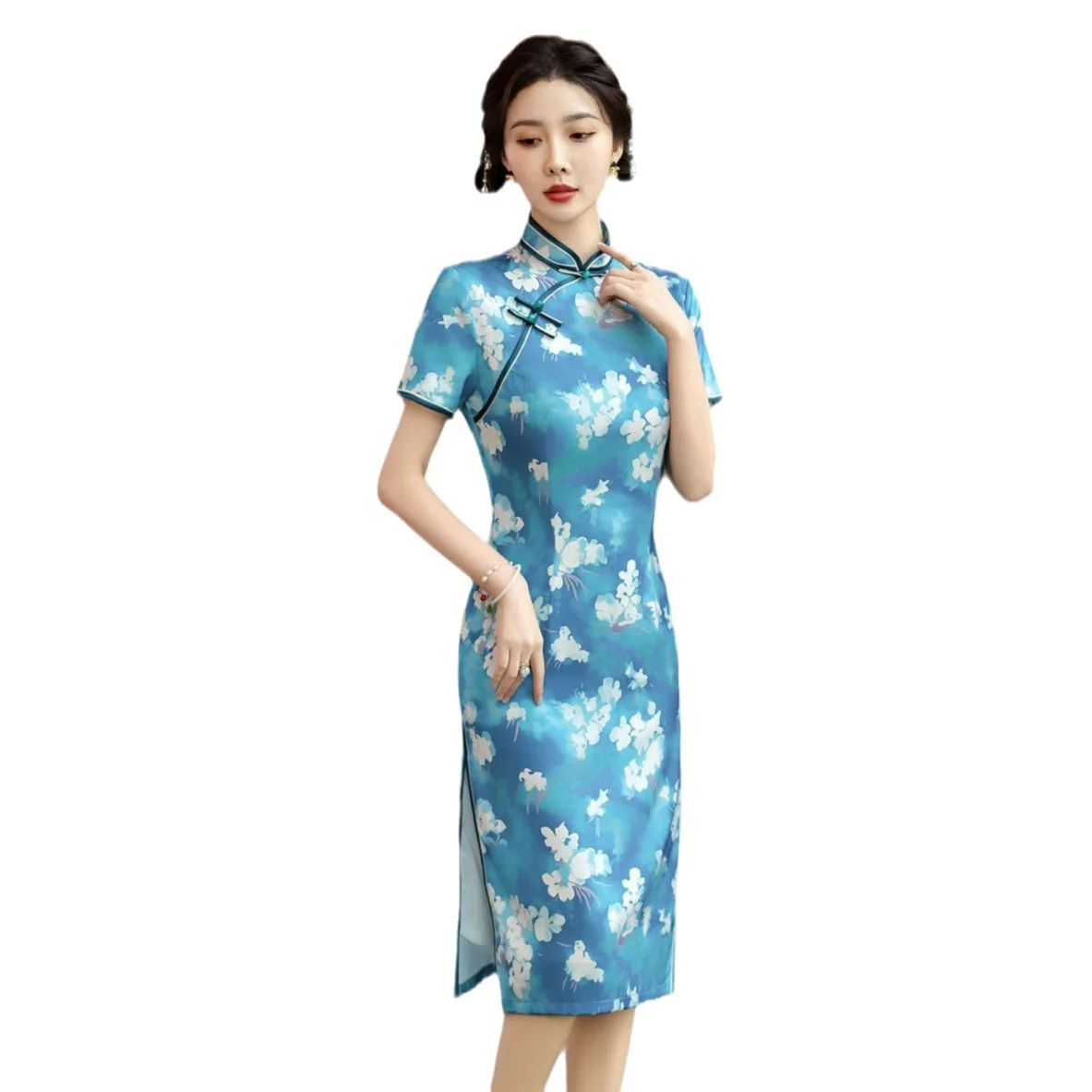 Cheongsam Special-Interest Design  Bridal Waist Retro Dress Republic of China Style Evening Party Wear Matching Photo