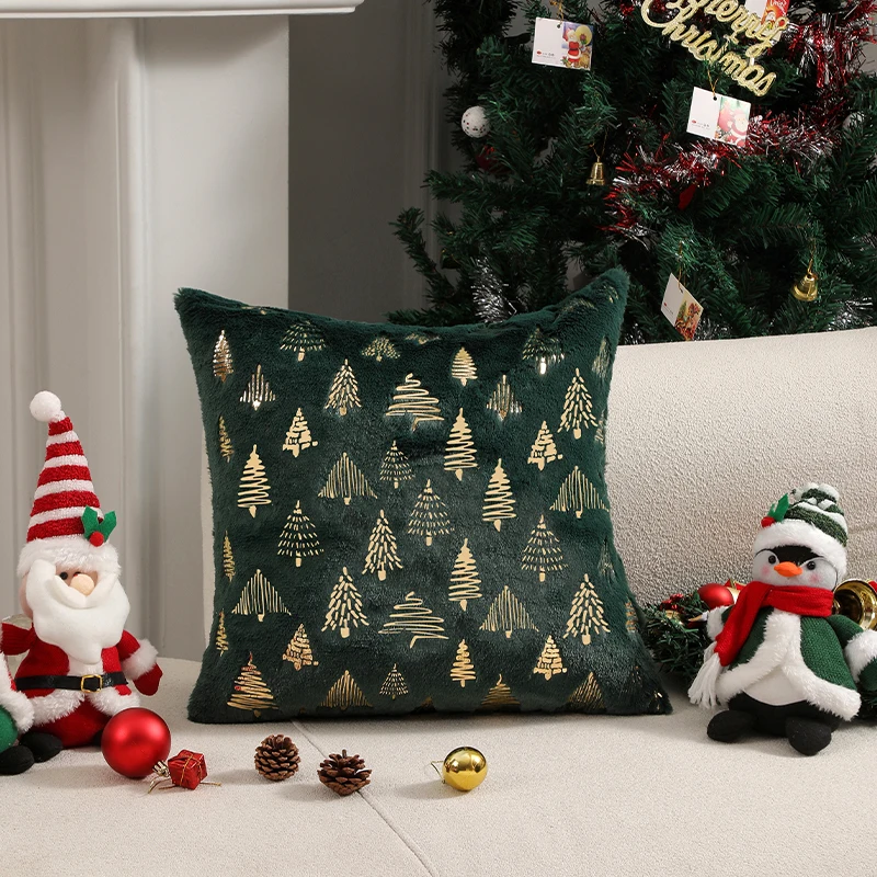 CANIRICA Cushion Cover Green Pillow Cover for Living Room Sofa Party 45x45 Decor Home Christmas Supplies Hot Stamping Pillowcase