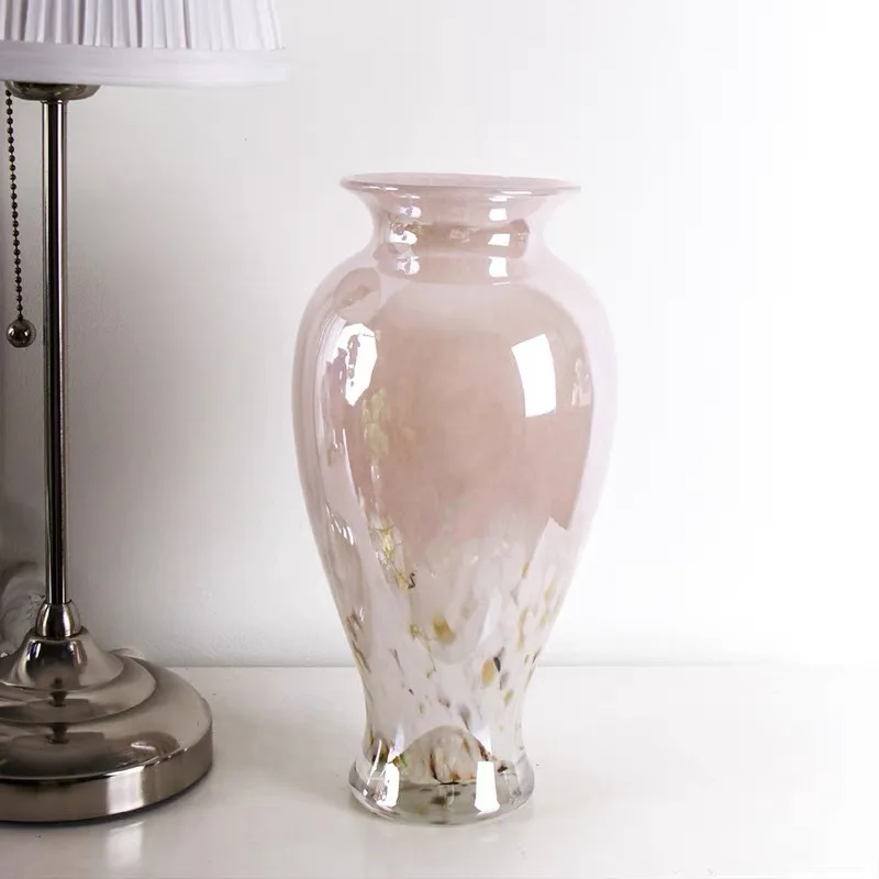 DSA light luxury glazed retro vase meal vase art ornament B & B light luxury decorative hydroponic glass flower ware