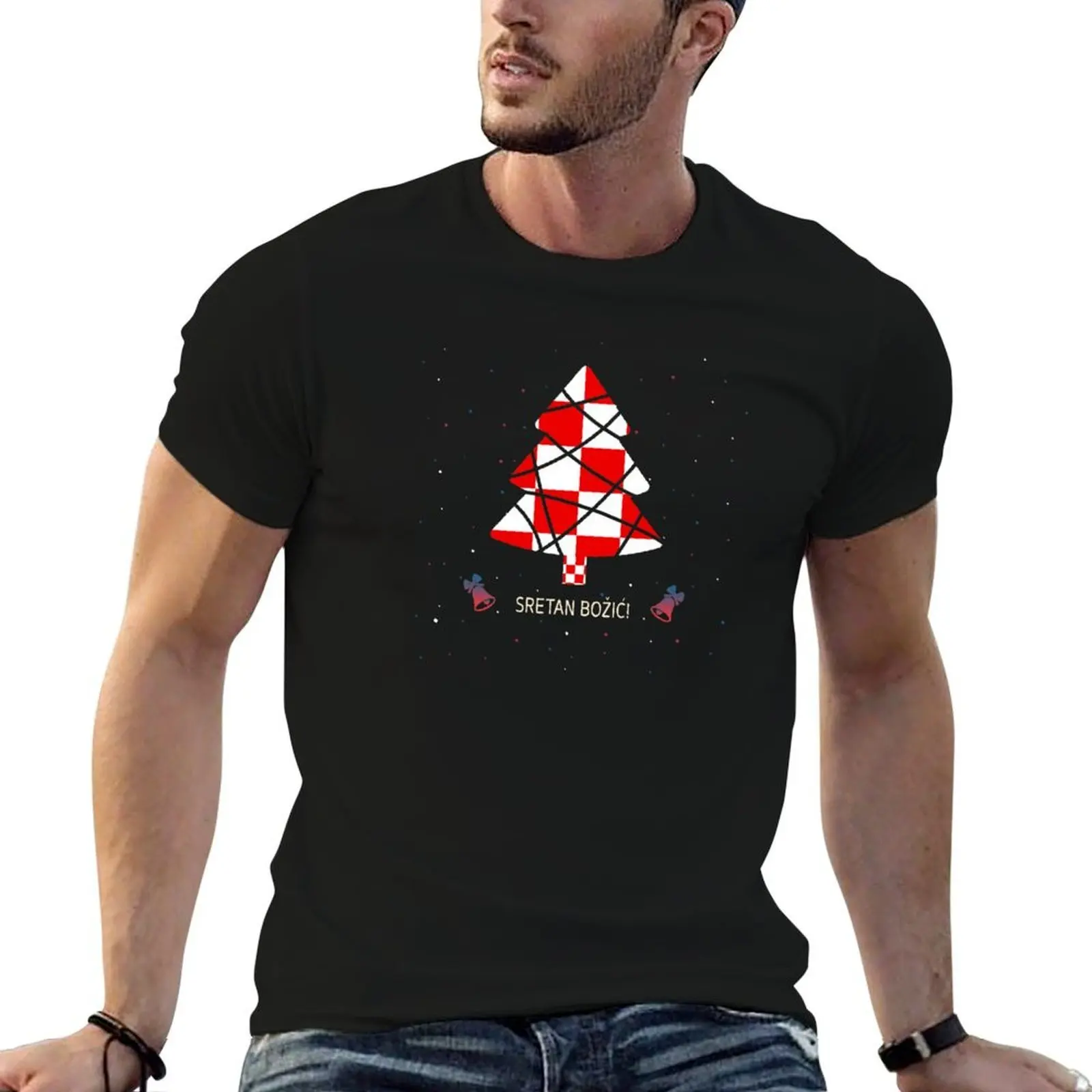 

Sretan Bozic Croatian Christmas Merry Xmas T-Shirt t shirt custom print cotton tshirt 100% t shirts for man cotton T-Shirt