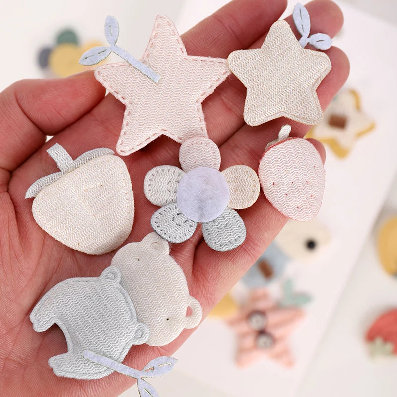 20Pcs Multi Style Padded Appliques For Baby Clothes Sock Hat Sewing DIY Headwear Hair Clip Bow Accessories Patches