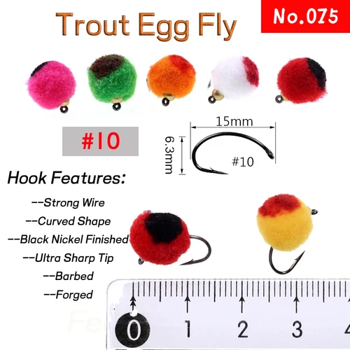 Imagen 2 del producto WIFREO, 12 Uds., cabeza de cuentas de latón, trucha, huevo, mosca, bola de cristal glo, moscas de huevo de pesca, salmón, trucha, señuelos de pesca, aparejos