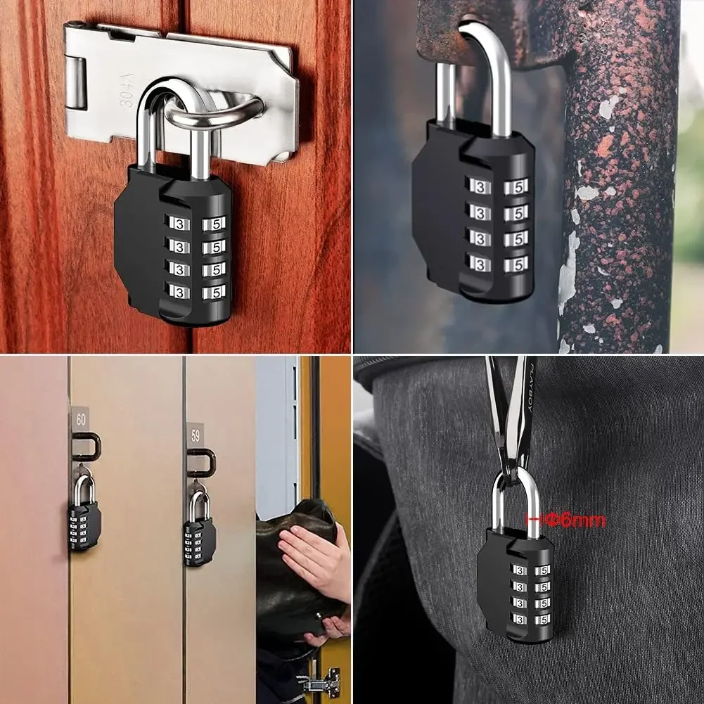 قفل مجمع مكون من 4 أرقام قطعة واحدة قابلة لإعادة الضبط شديدة التحمل مقاومة للماء قفل برمز لتخزين خزانة البوابة الخارجية واستخدام السفر #3