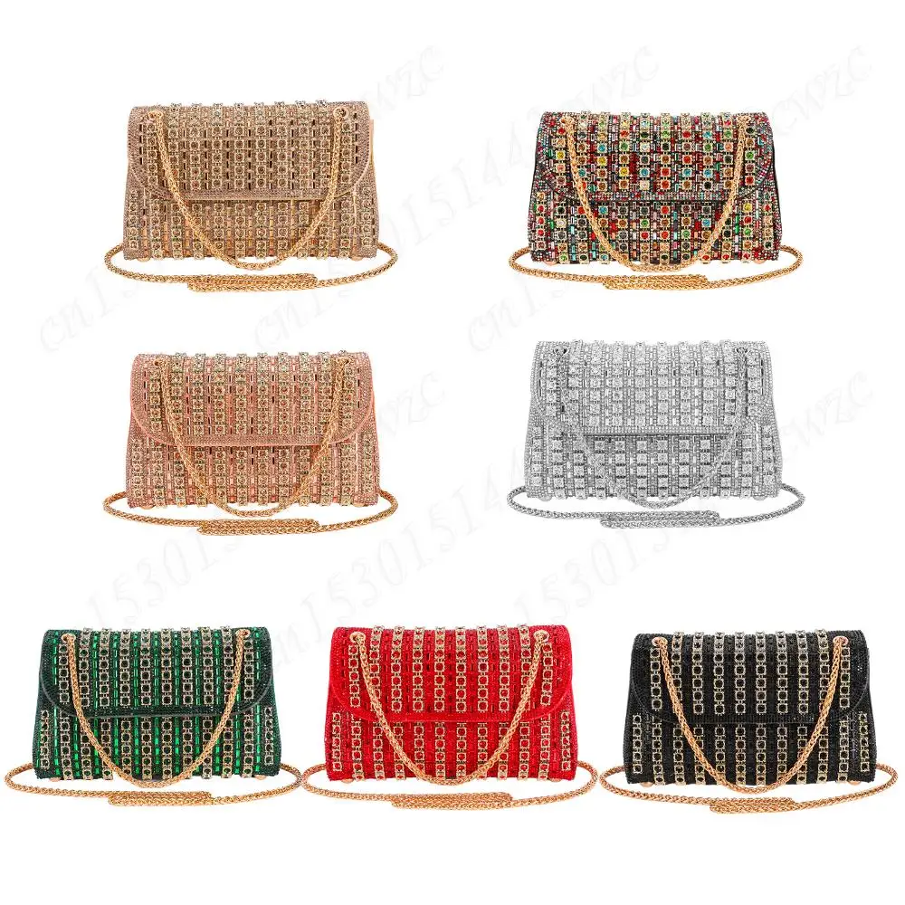 

Женский роскошный кошелек из искусственной кожи со стразами и цепочкой, инкрустированный бриллиантами, вечерняя сумка, дорожный кошелек для покупок, вечеринок