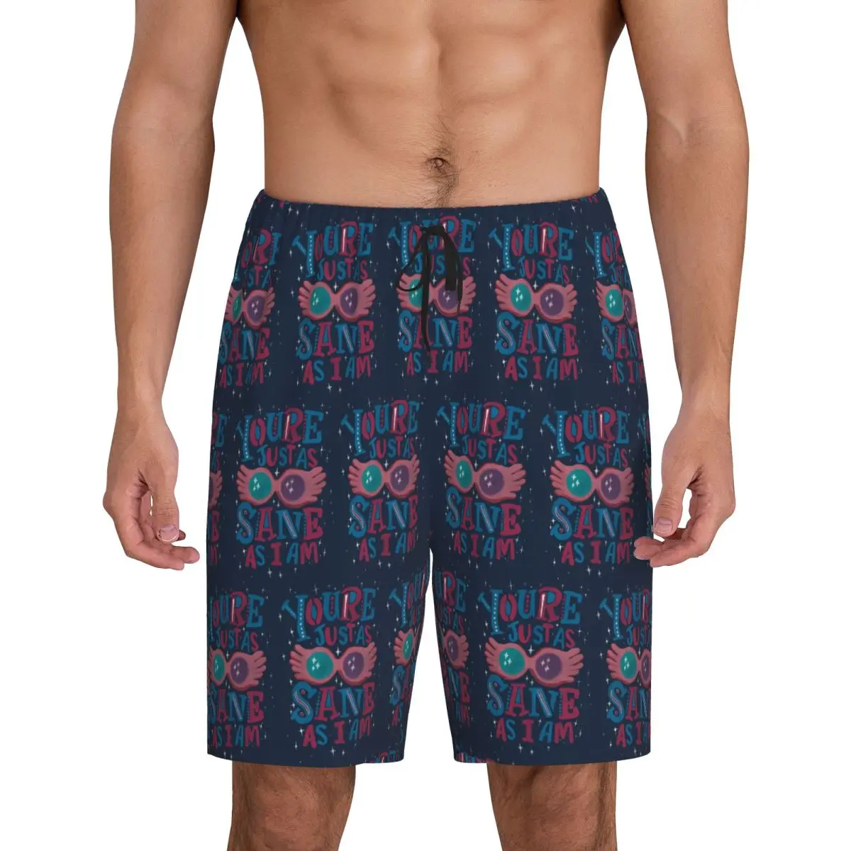 

Custom Luna L-Lovegoods Glasses Short Pajama Pants Men Sleepwear Sleep Lounge Bottom Shorts Sleeping Pants
