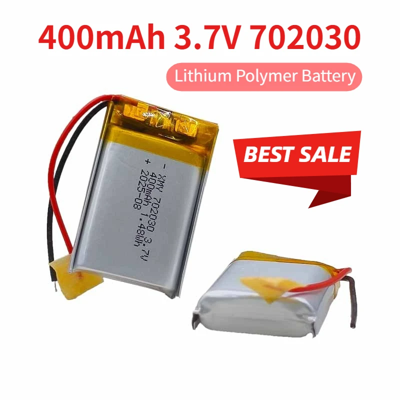 400mAh 3.7V 702030 Lithium Polymer Battery for Beauty Instrument Toys DIY MP3 GPS PSP DVR Remote Control Drone