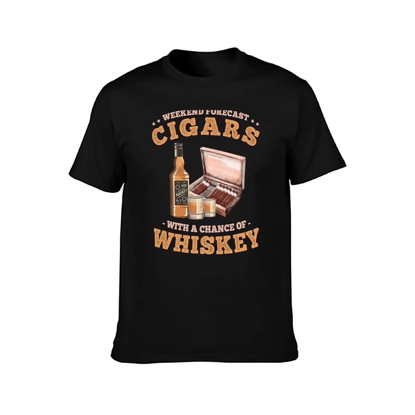 Weekend Forecast Cigars with a Chance of Whiskey T-Shirt High Elasticity Sports Tee Shirt