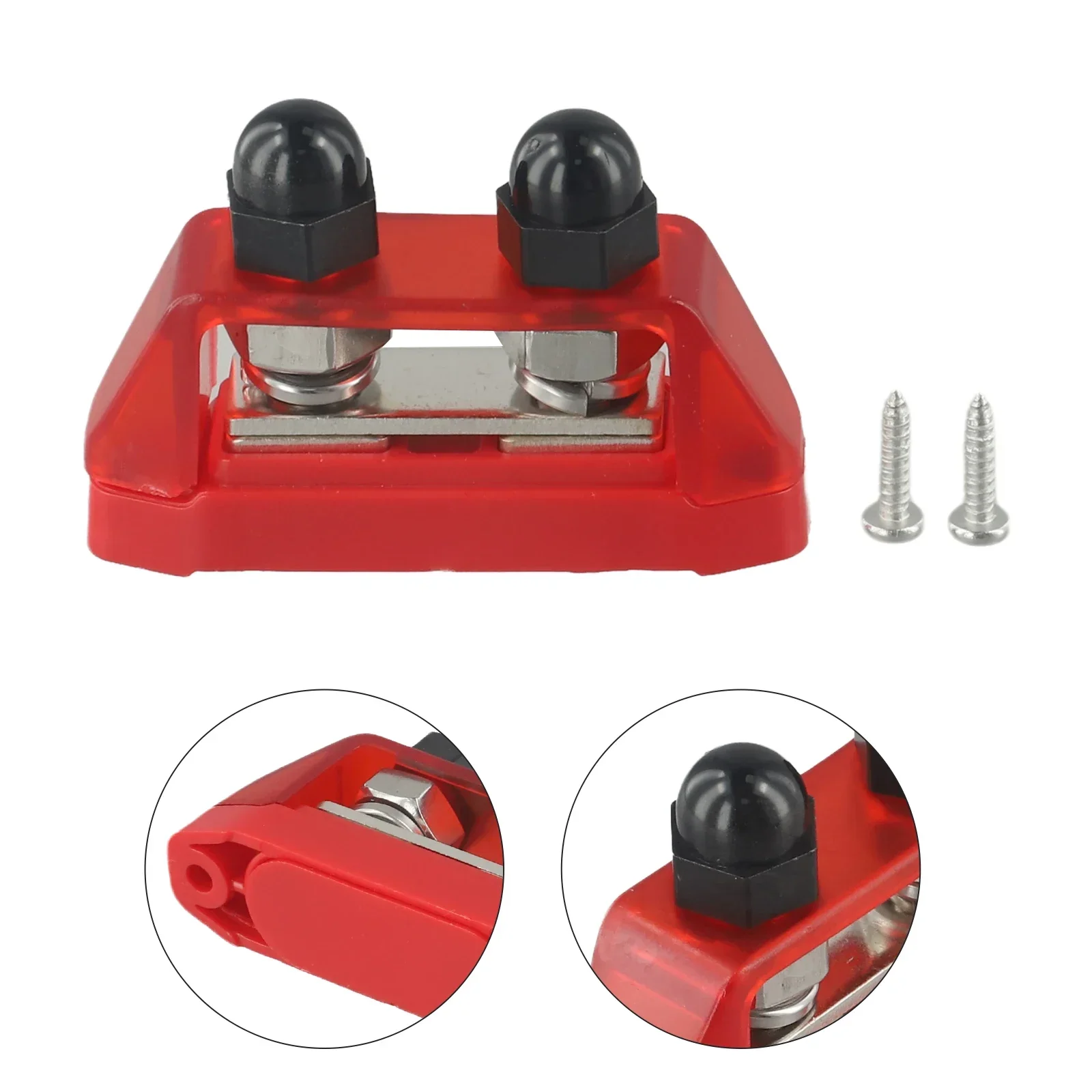 

1pc Power Terminal With Protective Cover For Cars RVs Yachts 7.5x5cm 200A 12-48VDC Power Tools Parts M10 Battery Power Terminal
