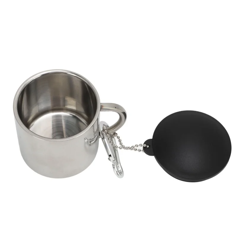 Camping Coffee Mug 110ml Heat Preservation Stainless Steel Teacup With Connection Buckle For Outdoor Backpacking Hiking