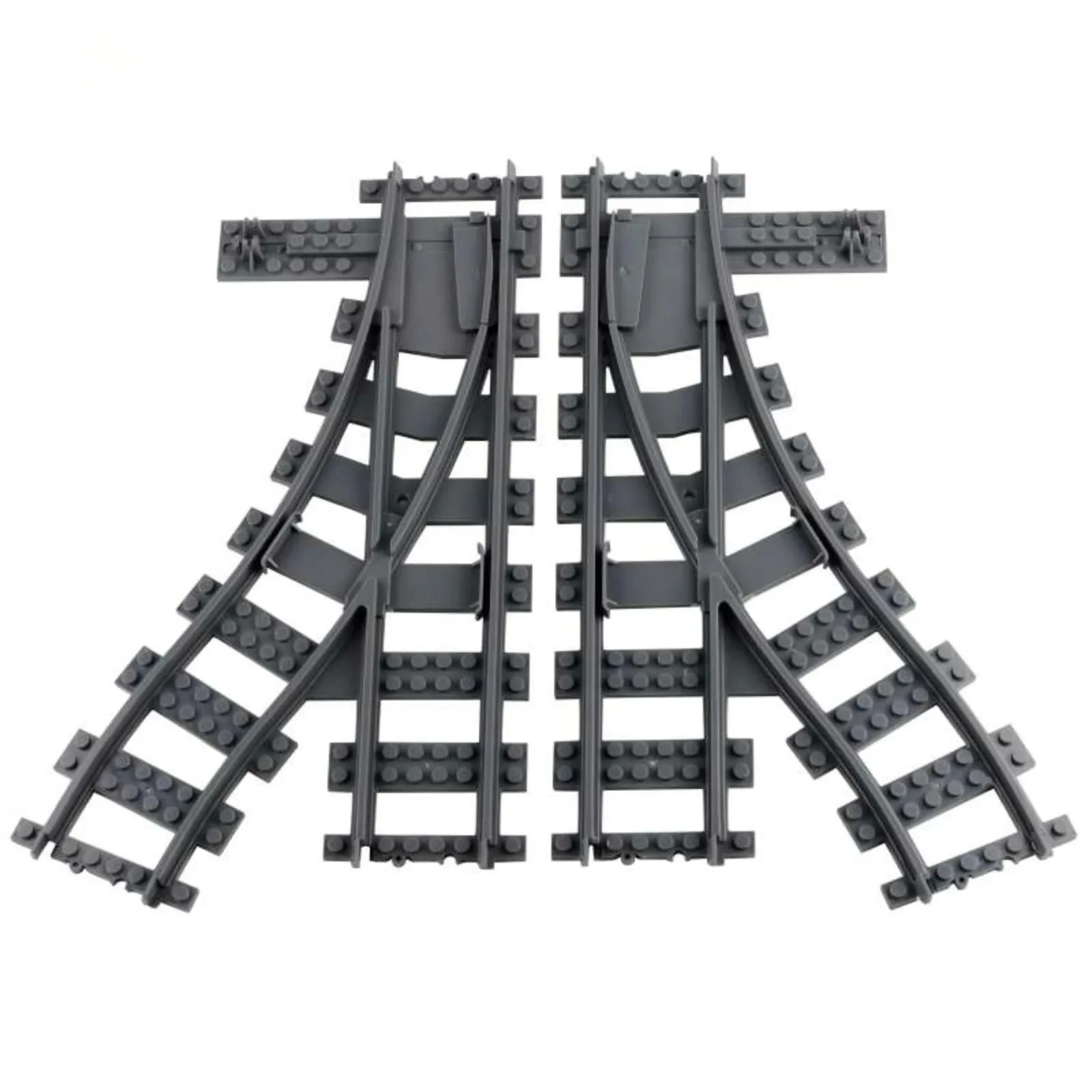 DIY City Train Track Set Left Right Forked Rail Switch Compatible with Popular Building Block Systems Assembly Toy Sets