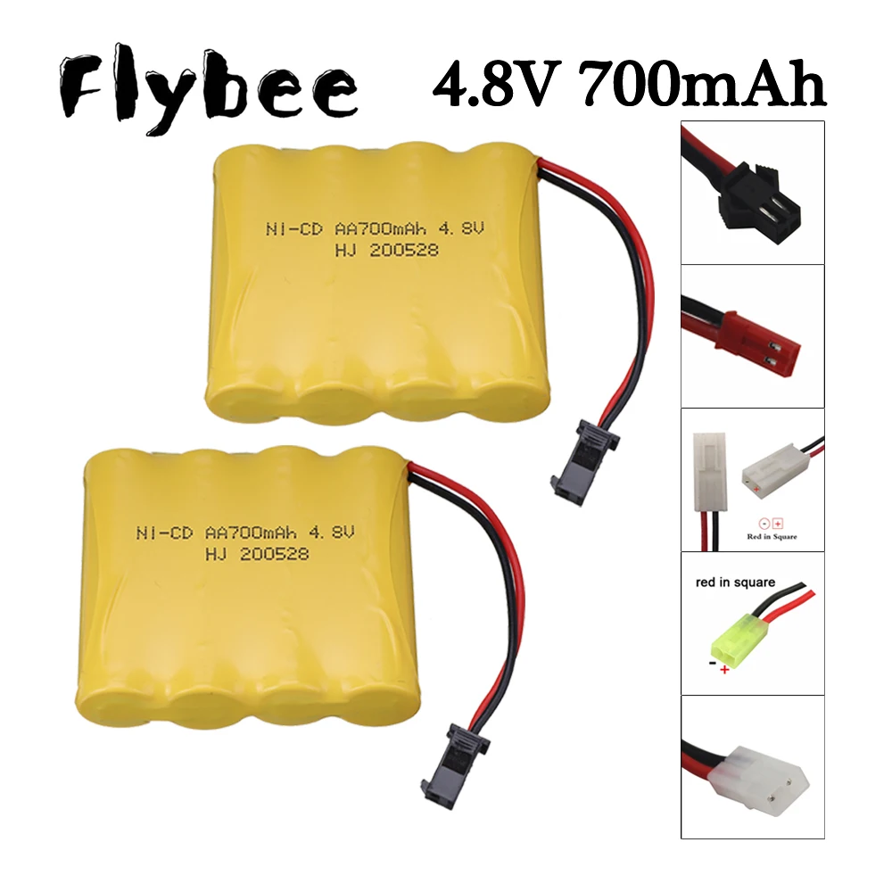 2 pces 4.8v 700mah bateria recarregável para brinquedos rc carros tanques robôs aa ni-mh bateria 4.8v bateria para barcos rc com plugue sm