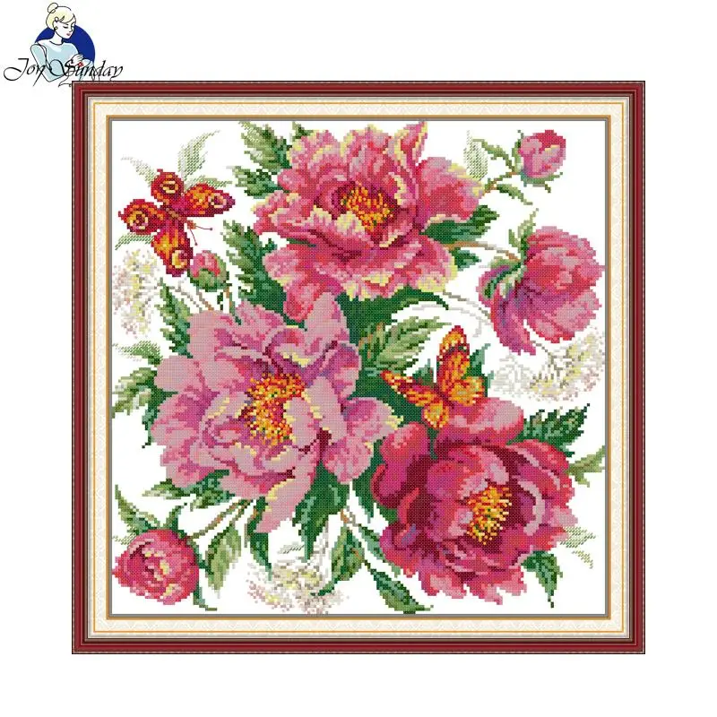 Affascinante Kit punto croce modello peonia Joy Sunday stampato tessuto contati Aida 16CT 14CT 11CT artigianato artistico Kit ricamo fai da te nuovo