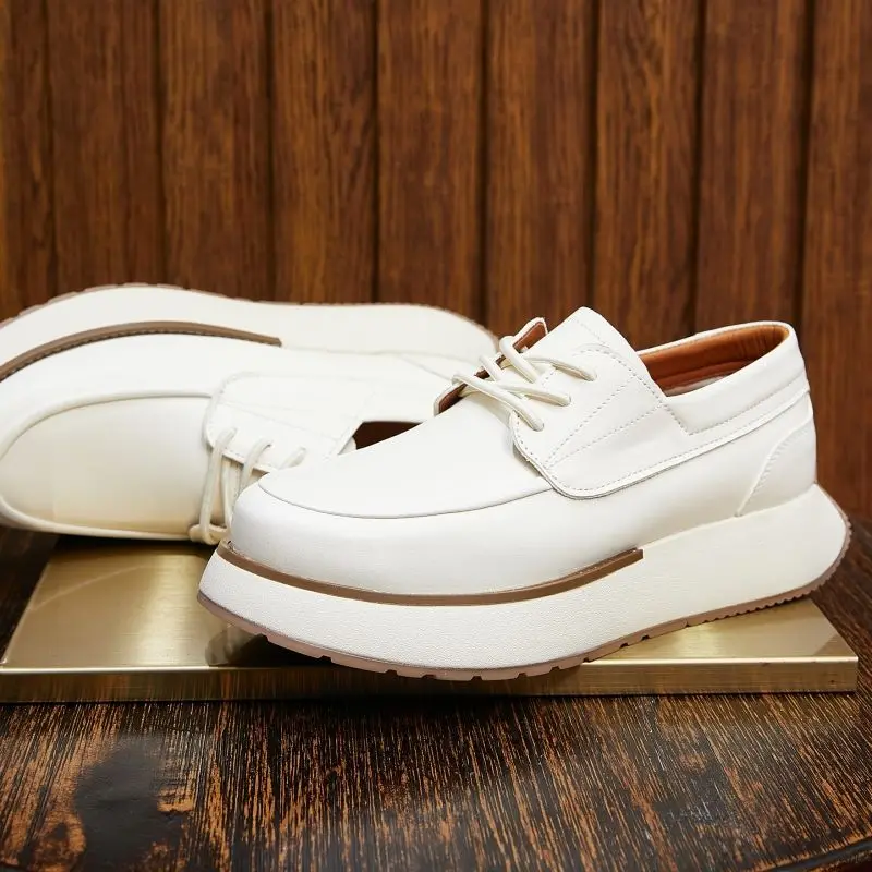 

2026 Men's Horse Leather Board Shoes Genuine Leather Breathable Casual Business Sneakers Soft Sole White Trendy Spring Summer