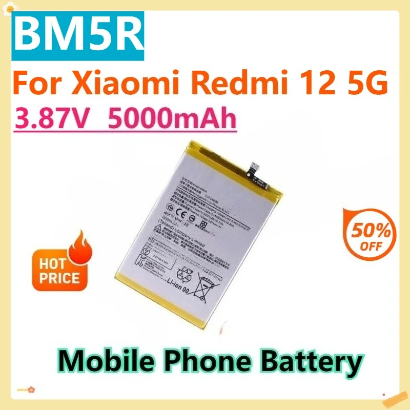 

For Xiaomi Redmi 12 5G Phone BM5R 3.87V 5000mAh Replacement Mobile Phone Batteries