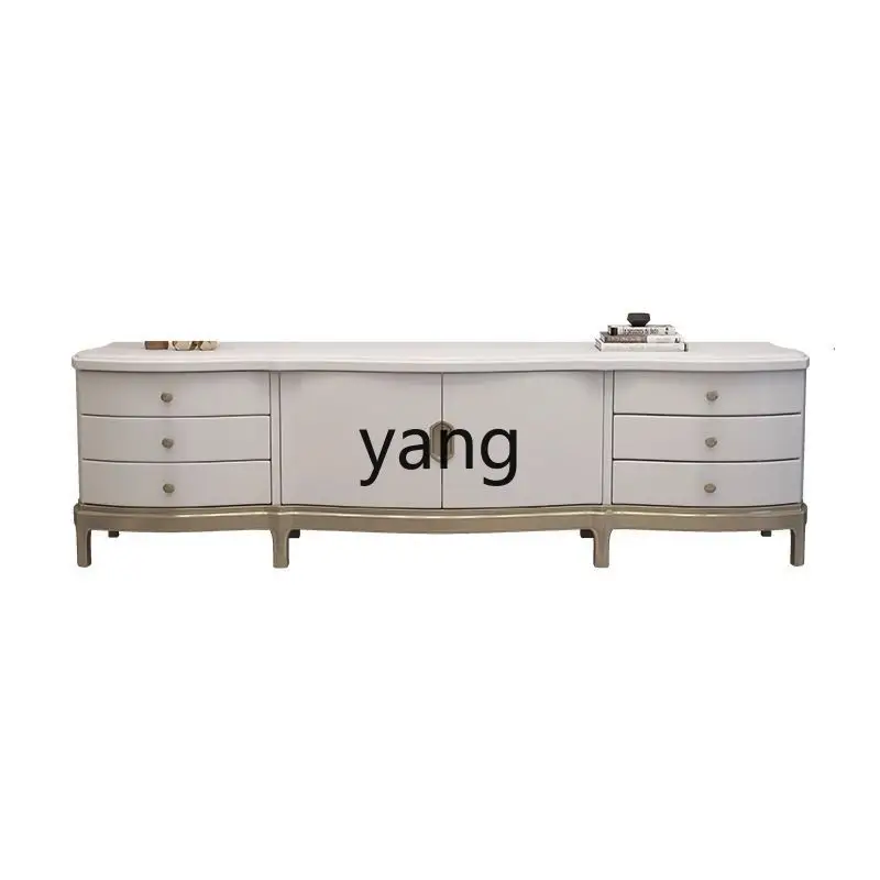 LMM living room solid wood floor cabinet champagne gold American light luxury TV cabinet coffee table combination