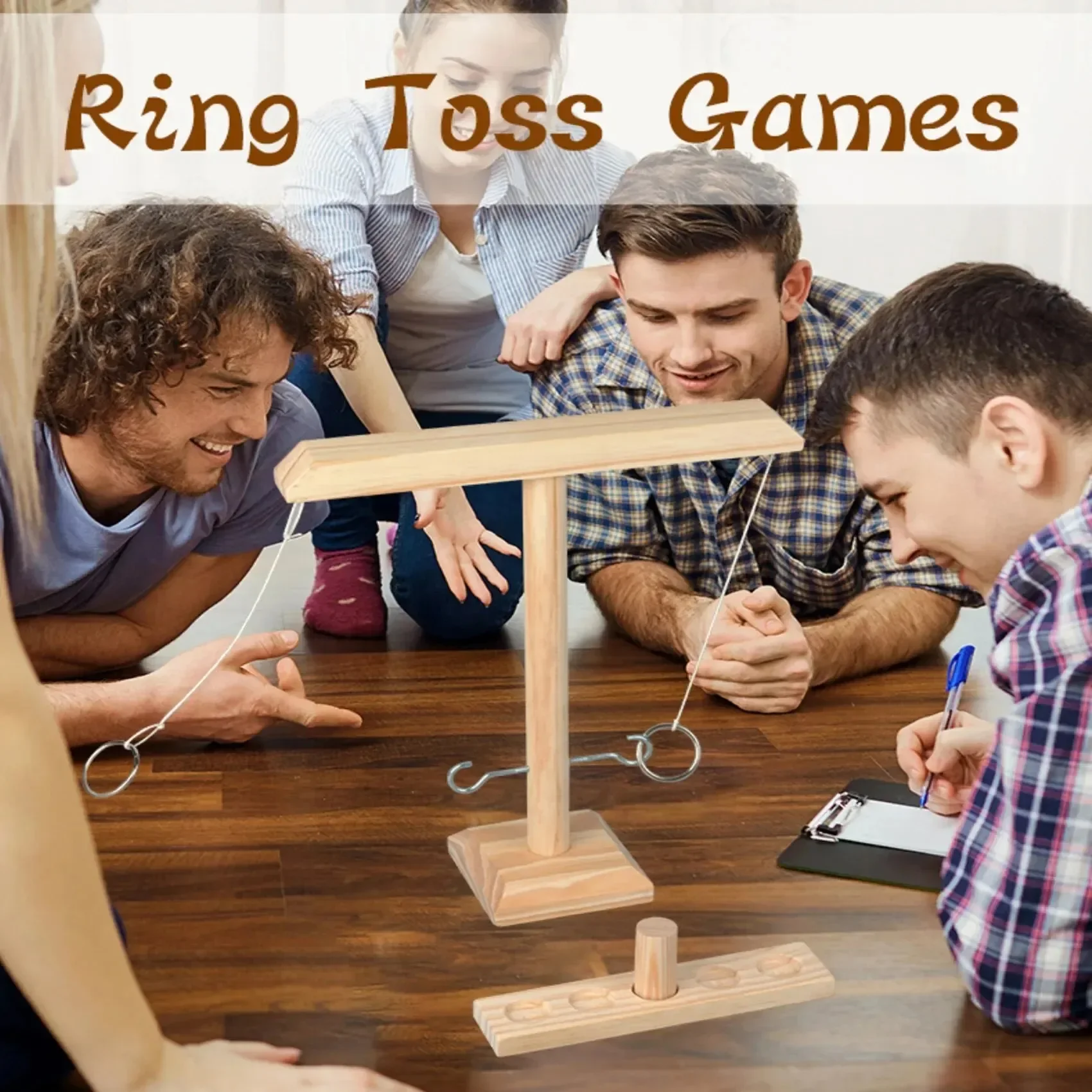 Ring Toss Games for Kids Adults Home Party Drinking Games Fast-paced Handheld Wooden Board Games Shot Ladder Bundle Outdoor Bars