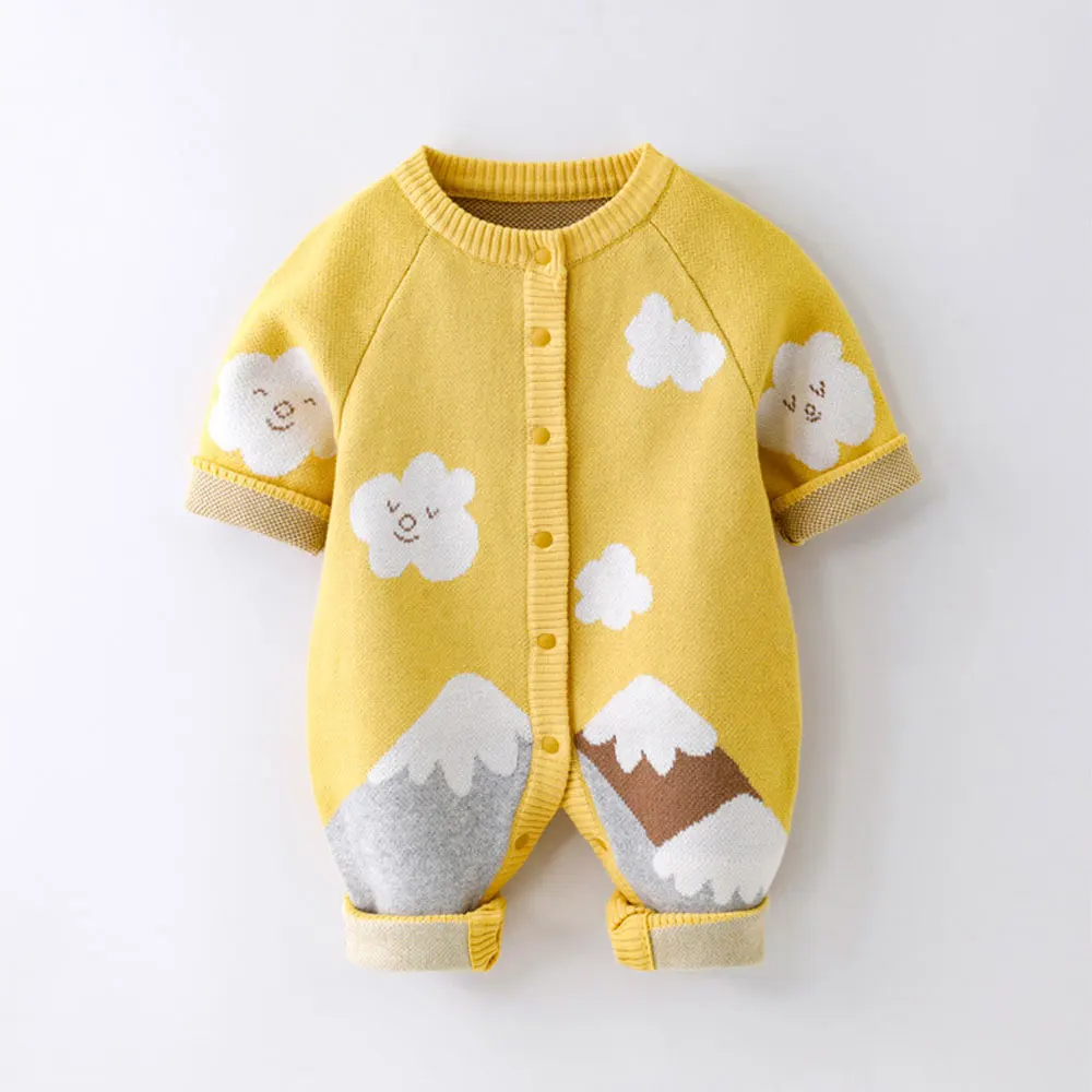 Spring fall Newborn baby Girl boys Clothes Outfits rompers sets for girl baby's clothing 1st birthday Knitted cardigan jumpsuit