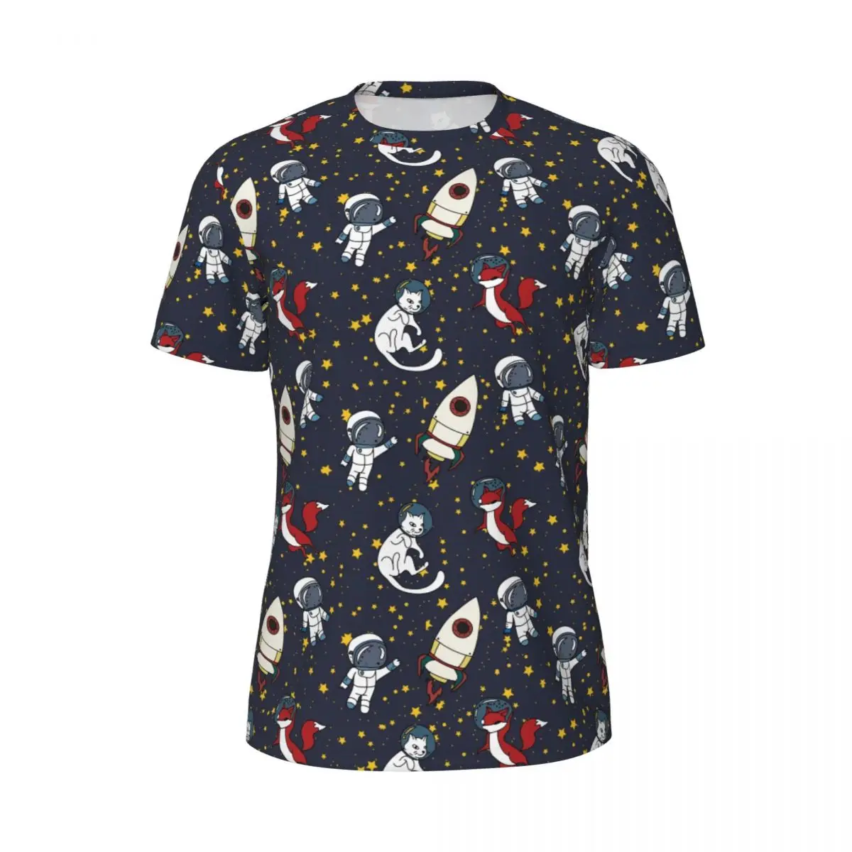 

Fox Cat Stars Running T-Shirt Cosmic Space Harajuku T Shirts Male Streetwear Tshirt Summer Short Sleeve Graphic Tees