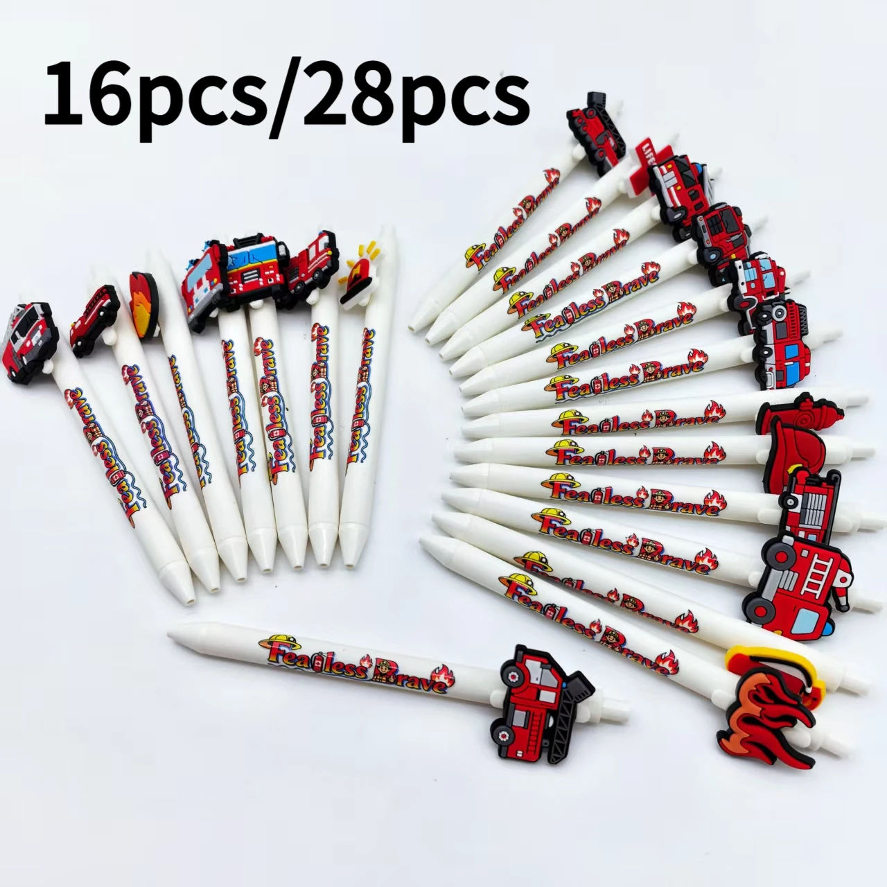 

16pcs/28pcs white fire-fighting element ballpoint pen fire prevention ballpoint pen fire safety publicity press Start pen