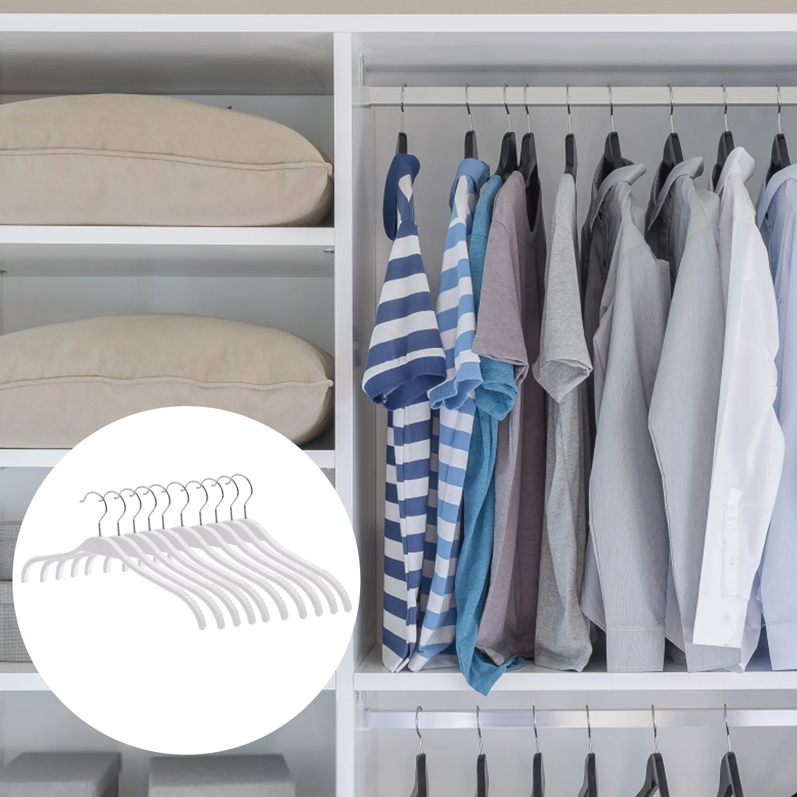 

10 pcs Traceless Plastic Coat Hangers 30Kg Heavy Duty Anti-Skid Clothes Hangers For Wet Dry Clothing Rustproof Storage