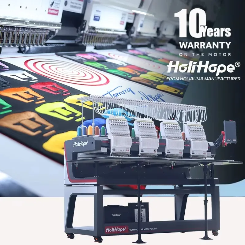 

[Best-selling] HoliHope Holiauma 1200RPM High Speed Apparel T-shirt Big Flat 4 Heads Automatic Computerized Embroidery Machine