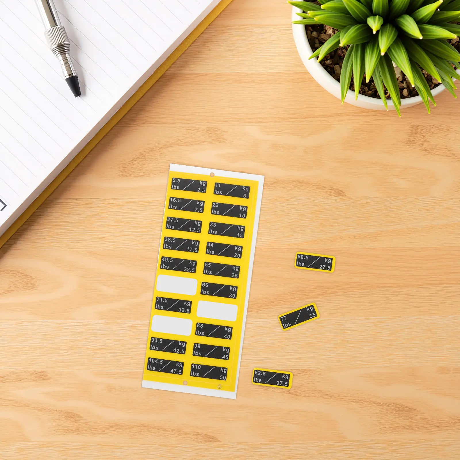 1Set Yellow Black Weight Stickers 50Kg to 110Kg 2.5kg Increments Gym Equipment Labels for Cable Machine Barbell Stack