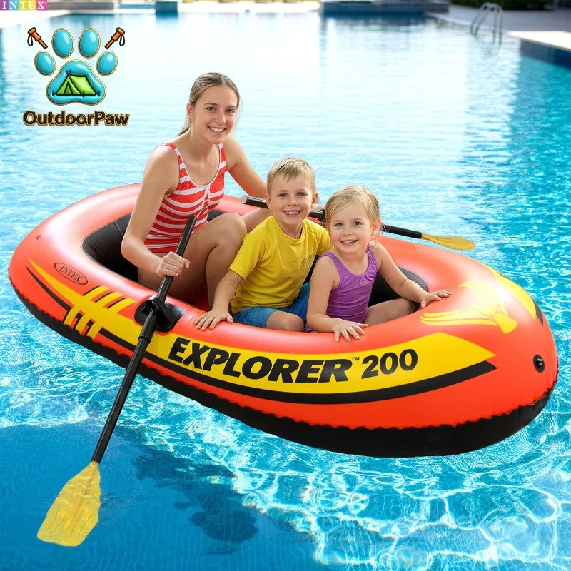 INTEX children's inflatable boat kayak thickened swimming rubber fishing boat water floating toy 2 people