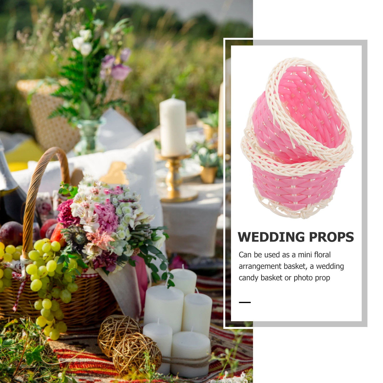 

5 Pcs Woven Flower Basket Seagrass Mini White Small Baskets Floral Decor for Organizing Storage