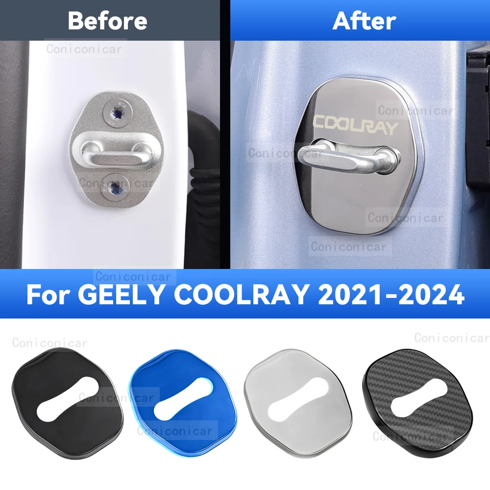 Car Door Lock Protector Cover Stainless Steel For GEELY COOLRAY 2021-2024 Protect Buckle Anti-rust Decoration Accessories