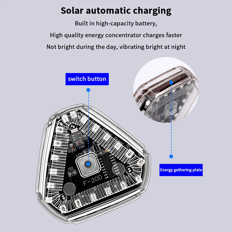 Solar Power Strobe Warning Light Motorbike Colorful Waterproof LED Night Rear Collision Flashing Siganl Lamp For Motorcycle Car