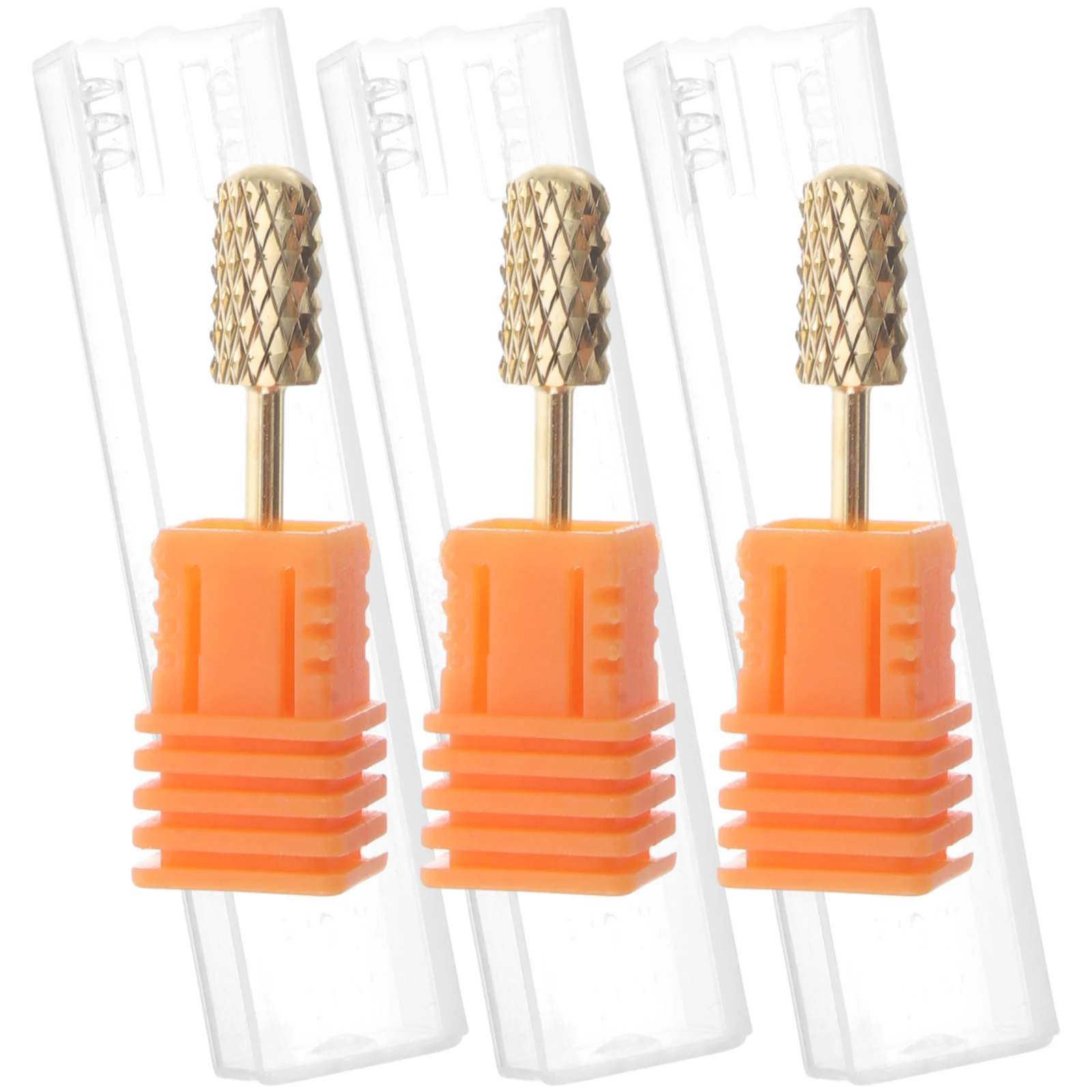 3pcs Drill Bits Tungsten Steel Golden 3 Shapes C Teeth Manicure Accessories Manicure Nail Bits Salon Spa Tools