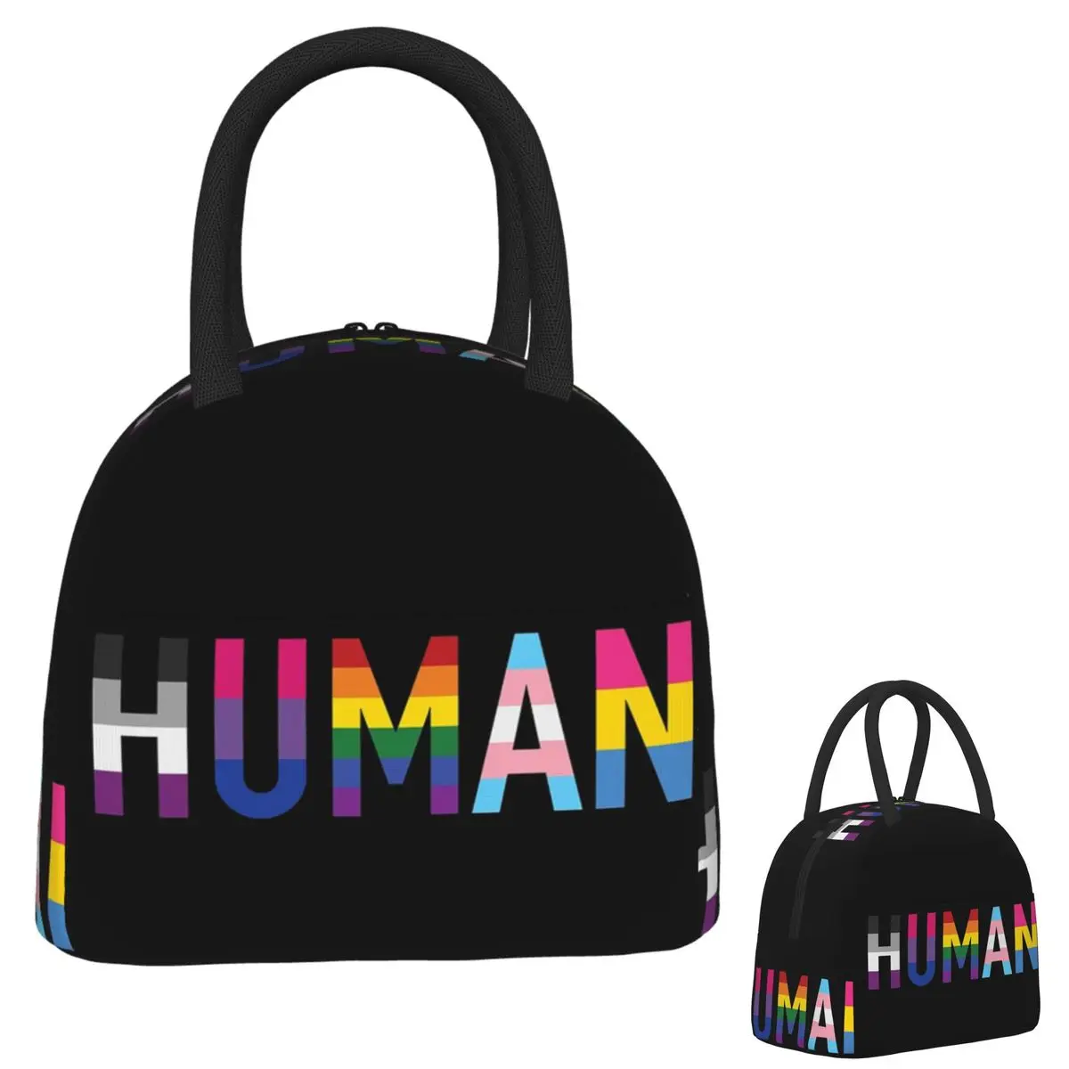 

Человеческие различные флаги Queer, изолированная сумка для обеда для женщин и детей, портативные коробки для еды, термосумка для обеда