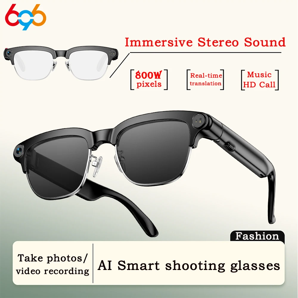 

Intelligent Shooting Glasses Voice Assistant Take Photos And Videos Real-Time Translation 800W Camera Smart Glasses Sunglasses