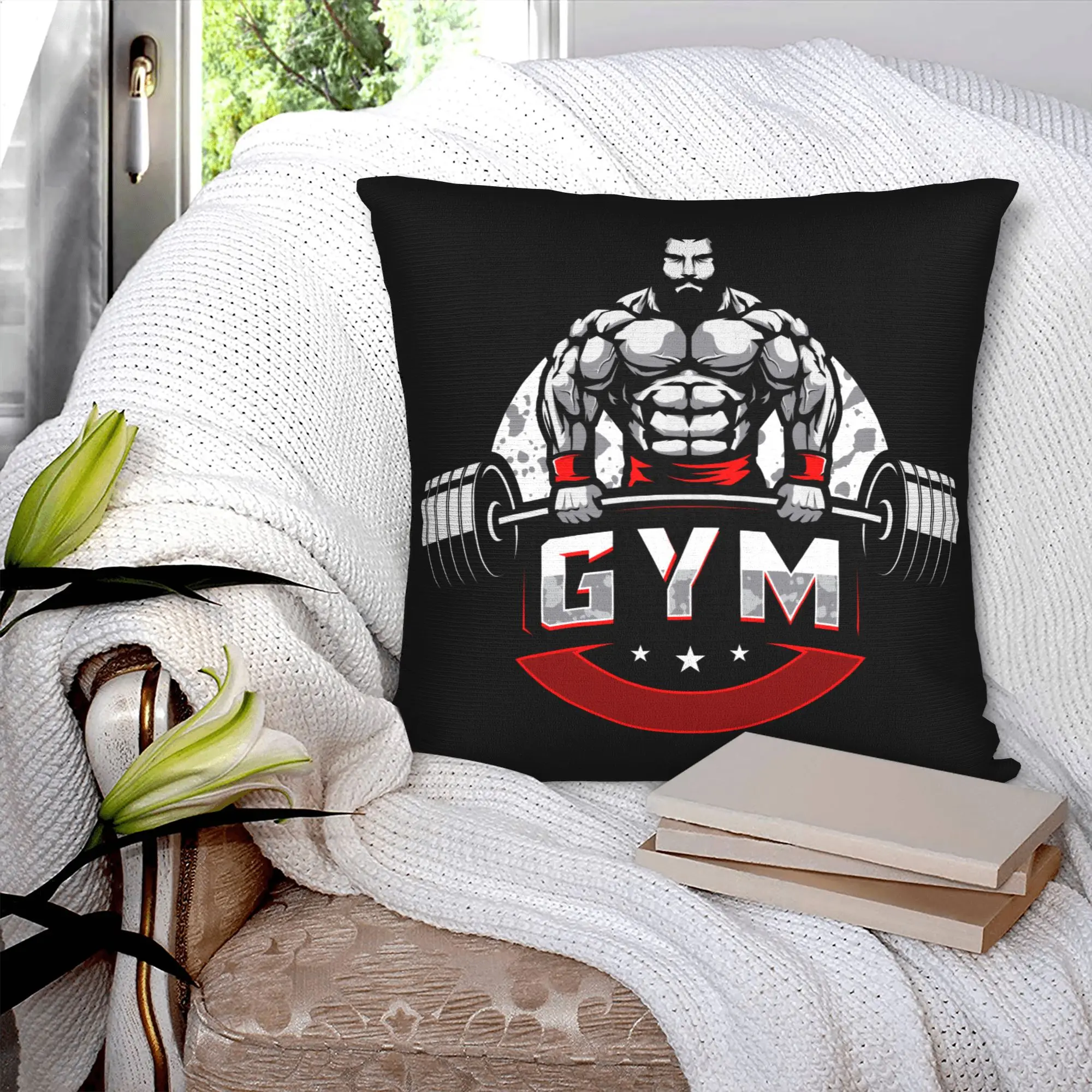 Bodybuilding Gym Pillow Case 40x40cm Home Decor Kawaii Fitness Muscle Cushions for Sofa Square Pillowcase