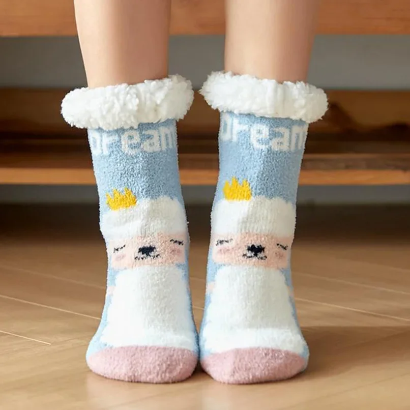 

Warm Socks Christmas Women Winter Plush Non slip Grip Sleeping Fluffy Fuzzy Soft Female Floor Slipper Short Sock Casual 2025 New